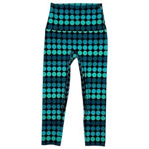 K-Deer Size XS Capri Length Pop Dot Athletic Leggings Teal Blue Black USA Made